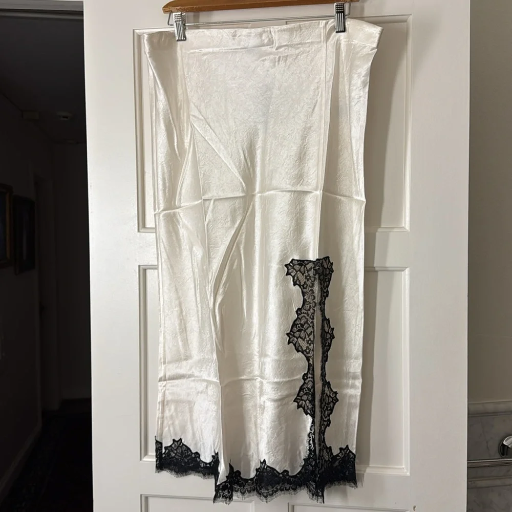 J.Crew Gwyneth lace-trim slip skirt in textured satin CD354